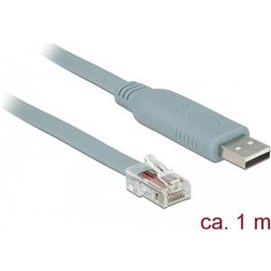 Adapter DELOCK, USB 2.0 (M) na serijski port RS-232 RJ45 (M), 1m, sivi