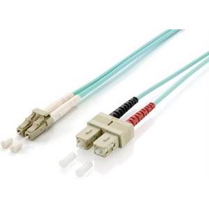 Opt. prespojni kabel LC/SC duplex 50/125µm OM3, LSZH, tirkizni, 1,0 m