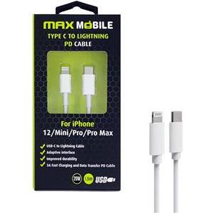 MAXMOBILE DATA KABEL I-PHONE LIGHTNING-TYPE C PD 3A,20W 1.5m bijeli
