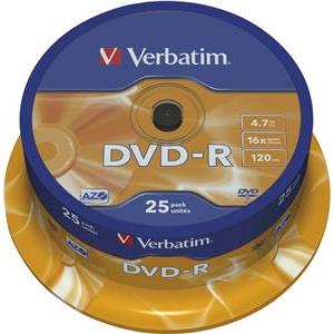 DVD-R Verbatim Matt Silver, Kapacitet 4.7GB, 25 komada, Brzina 16×