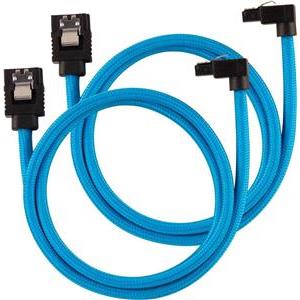 CORSAIR Premium sleeved SATA cable with 90° connector 2-pack - Blue