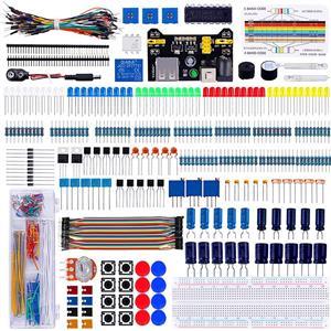 Electronics Component Super Kit with Jumper Wires,Color Led,Resistors,Register Card,Buzzer for Arduino
