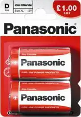 Baterija, tip D, Zinc Carbon, 2 kom, PANASONIC, R20RZ/2BP EU
