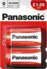 Baterija, tip D, Zinc Carbon, 2 kom, PANASONIC, R20RZ/2BP EU