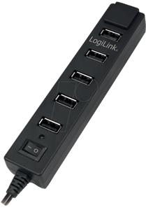 USB 2.0 Hub 7 Port, s napajanjem 3,5A, prekidač i LED indikator, crni