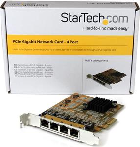 StarTech.com 4 Port PCIe Network Card - Low Profile - RJ45 Port - Realtek RTL8111G Chipset - Ethernet Network Card - NIC Server Adapter Network Card (ST1000SPEX43) - network adapter
