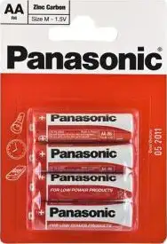 Baterija, tip AA, Zinc Carbon, 4 kom, PANASONIC, R6RZ/4BP