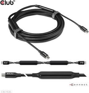 Cable USB-C to USB-C Club 3D CAC-1535, Bi-directional, 8K@60Hz, M/M, HDR, Active, 5m