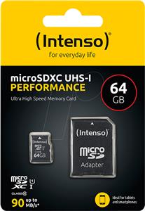 MicroSD Card 64GB Intenso SD-HC UHS-I inkl. SD- Adapter retail
