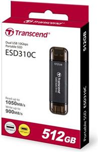 SSD 512GB Transcend ESD310C Portable, USB 10Gbps, Type-C/A