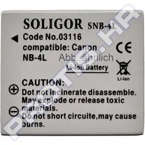 Baterija Soligor za Canon NB-4L