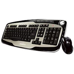 Tipkovnica + miš Gigabyte GK-KM7600 Combo Wireless Deluxe keyboard + optical mouse, USB, Crno/ srebr