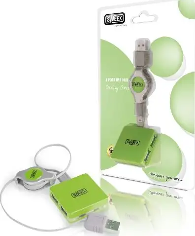 Sweex US036 Vanjski Hub USB 2.0, 4-porta hub Grassy Green