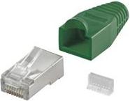 NaviaTec CAT5e shielded plug for round cable incl strain relief green 10pc