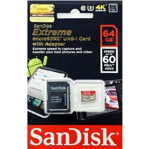 Memorijska kartica Sandisk Extreme microSDHC 64GB + SD Adapter + Rescue Pro Deluxe 60MB/s Class 10 UHS-I, SDSDQXN-064G-G46A