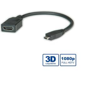 Roline HDMI kabel sa mrežom, TIP A (F) - TIP D (M) (micro), 0.15m