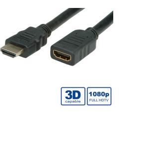 Roline VALUE HDMI produžni kabel sa mrežom, HDMI M - HDMI F, 5.0m