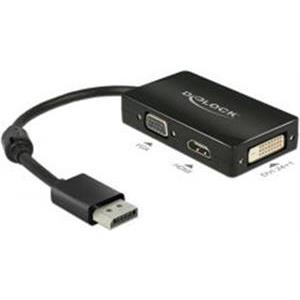 Adapter DELOCK, DP 1.1 (M) na VGA/HDMI/DVI (Ž), crni