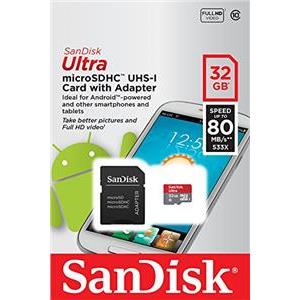 Memorijska kartica SanDisk 32GB SDSQUNC-032G-GN6MA Ultra Android microSDHC + SD Adapter + Memory Zone Android App 80MB/s Class 10 UHS-I