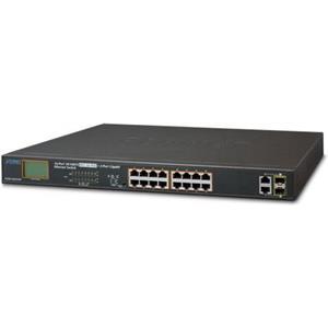 Planet 16-Port 10 100TX 802.3at PoE 2-Port Gigabit TP SFP Combo Desktop Switch