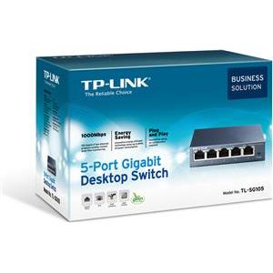 TP-Link TL-SG105, 5-Port 10 100 1000Mbps Desktop Switch, Steel housing, desktop or wall-mounting design