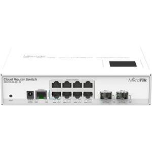 Mikrotik Cloud Router Switch 210-8G-2S+IN, Atheros QC8519 400Mhz CPU, 64MB RAM, 8xGigabit LAN, 2xSFP+, RouterOS L5, LCD panel, desktop kućište, PSU
