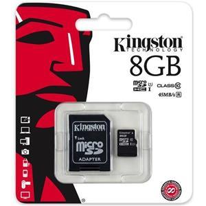 Memorijska kartica Kingston 8GB microSDHC Class 10 UHS-I 45MB/s Read Card + SD Adapter