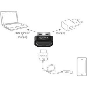 Adapter DELOCK, HDMI-A (Ž) na USB 2.0-A (M), crni
