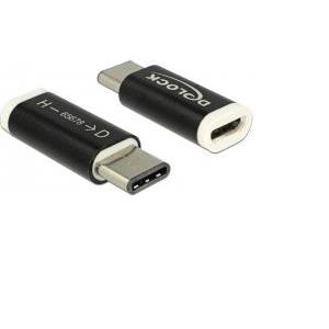 Adapter DELOCK, USB 2.0 Micro-B (Ž, glavno računalo) na USB-C 2.0 (M), crni