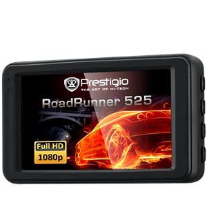 Car Video Recorder PRESTIGIO RoadRunner 525 (FHD 1920x1080@30fps, 3.0 inch screen, 2 MP CMOS OmniVision image sensor, 5 MP camera, 120° Viewing Angle, Mini USB, 300 mAh, Motion Detection, G-sensor, Cy