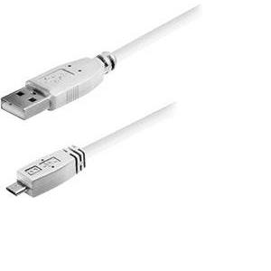 Transmedia USB typeA plug-Micro USB typeB 1m, white