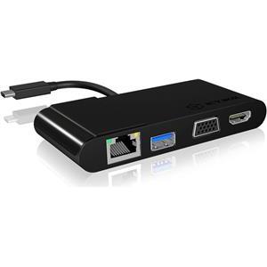 Adapter ICY IB-DK403-C, USB 3.0-C (M) na HDMI/VGA (Ž), USB 3.0, G-LAN, crni