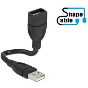 Kabel DELOCK, USB 2.0 USB-A (M) na USB-A (Ž), produžni, ShapeCable, 0.15 m