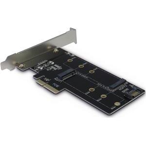 PCIe Adapter for M.2 PCIe and M.2 SATA drives (Drive 2xM.2 PCIe, Host PCIe x4, SATA), card