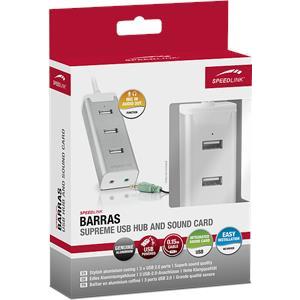 HUB USB 2.0 - 3 portni + zvučna kartica BARRAS Supreme Speedlink, srebrni