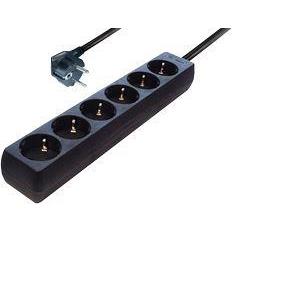 Transmedia 6-way Schuko Outlet power strip. Black