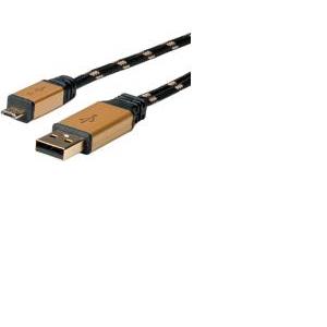 Roline GOLD USB2.0 kabel TIP A(M) - Micro B(M), 0.8m