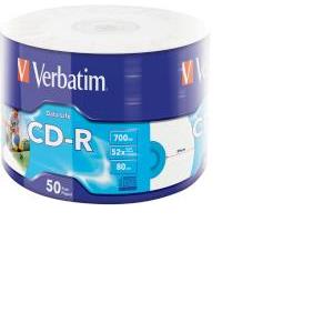 CD-R Verbatim 700MB 52× DataLife WIDE INKJET PRINTABLE 50 pack wrap