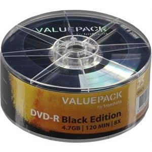 DVD-R Traxdata Valuepack, Black Edition, Kapacitet 4,7GB, 25 komada, Brzina 8x