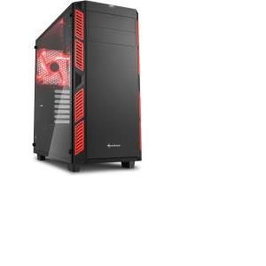 Kućište Midi Sharkoon AI7000 Midi Tower ATX kućište, bez napajanja, prozirna bočna stranica, crveni LED, crno