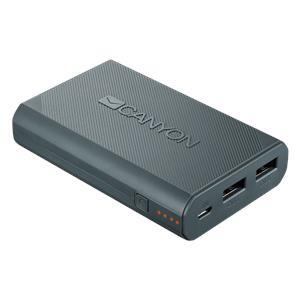 Powerbank Canyon CNE-CPBF78DG 7800mAh built-in Lithium-ion battery, 2 USB port max output 5V2A, input 5V2A. Dark Gray
