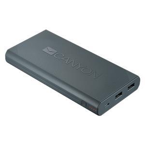 Powerbank Canyon CNE-CPBF160DG 16000mAh built-in Lithium-ion battery, max output 5V2.4A, input 5V2A. Dark Gray