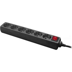 Strujna priključnica, prijenosna, 6xSchuko/16A, prekidač, kabel 1,5m, crna