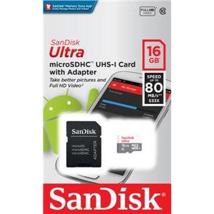 Memorijska kartica SanDisk 16GB Micro SDHC Ultra Android, SDSQUNS-016G-GN3MA, class 10 UHS-I + adapter