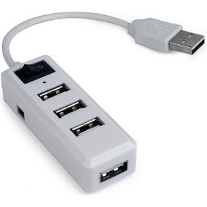 Gembird USB 2.0 4-port hub with switch, white