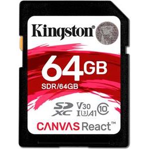 Memorijska kartica Kingston 64GB SDXC Canvas React 100R/80W CL10 UHS-I U3 V30 A1