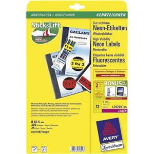 Etikete LK fi-63,5mm pk25L Zweckform L7670R-25 neon crvene