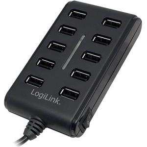 USB 2.0 Hub 10 Port, s napajanjem 3,5A, s prekidačem, crni