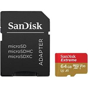 Memorijska kartica SanDisk 64GB Extreme microSDXC + SD Adapter + Rescue Pro Deluxe 100MB/s A1 C10 V30 UHS-I U3, SDSQXAF-064G-GN6MA