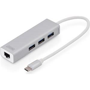 USB 3.0 HUB Digitus 3-port, mrež.kart., USB-C pri.